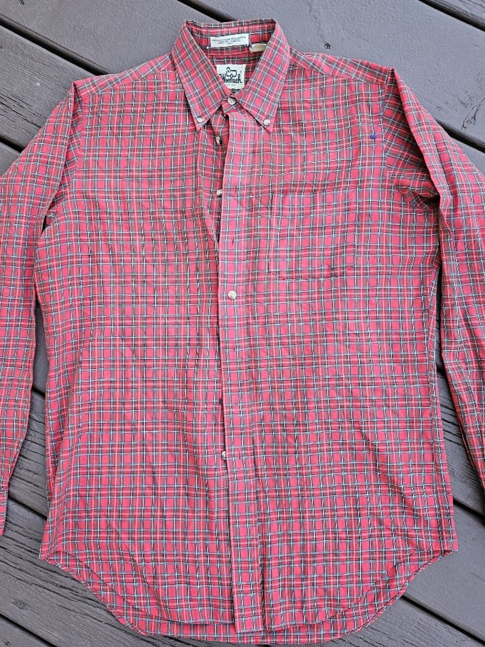 Men's Woolrich Plaid Flannel Checkered Long-Sleeve Button-Down Shirt - Size M